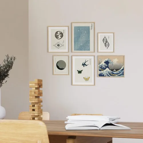Miniatura 5 de HAUS AND HUES Arte japonés para pared, decoración enmarcada, pinturas asiáticas verdes y azules para pared, impresiones contemporáneas, póster