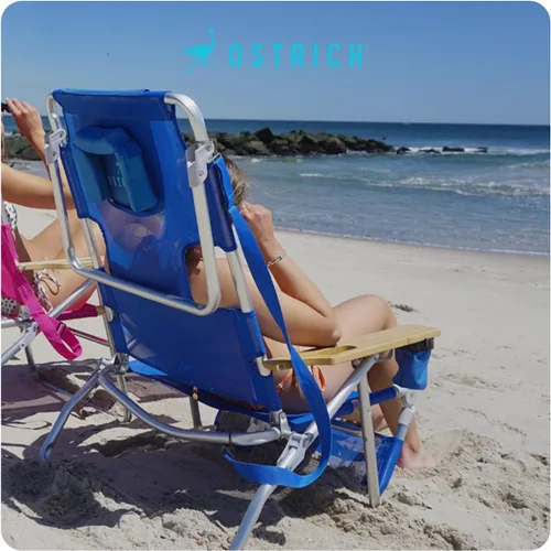 Miniatura 8 de Ostrich 3N1 Silla reclinable ligera para césped, playa, reclinable con reposapiés, Muebles de exterior para patio, balcón, patio trasero o porche