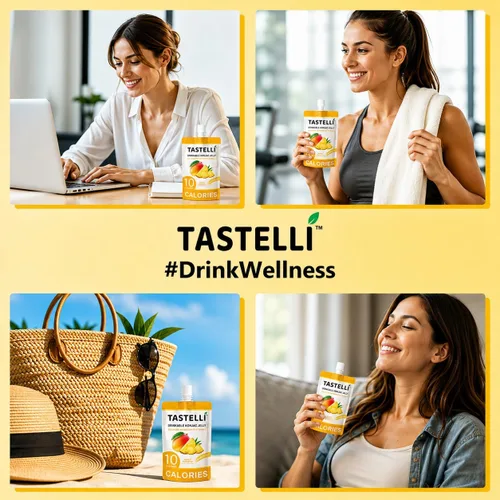 Miniatura 7 de Tastelli Gelatina Konjac de mango y piña con 1000 mg de colágeno y vitamina C, sin azúcar, sin gluten, baja en calorías, aperitivo de frutas