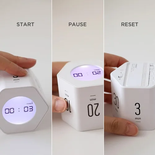 Miniatura 3 de mooas Reloj Cubo Multi-Hexágono, Reloj Digital, Temporizador Pomodoro, Pantalla Retroiluminada Modo 12/24H Contador de Tiempo Ascendente
