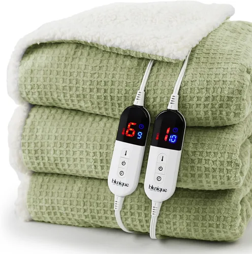 Miniatura 23 de Manta térmica eléctrica Twin Waffle, 62 x 84 pulgadas, manta de calentamiento rápido, 6 niveles de calefacción y 10 horas de apagado automático