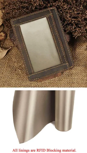 Miniatura 3 de Le'aokuu - Funda para tarjetas de crédito con imán y clip de piel auténtica
