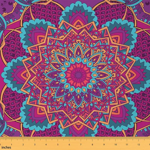 Miniatura 32 de Tela con patrón Paisley de The Yard, tela de tapicería floral étnica boho para sillas y sofás, costura, tela impermeable de arte mandala abstracto