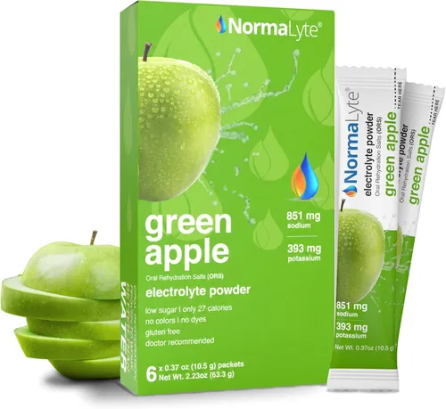 NormaLyte Apple - Paquetes de polvo de electrolitos | Mezcla de bebidas electrolíticas clínicamente estudiada | 6 barras de hidratación efectivas
