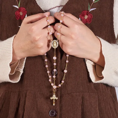 Miniatura 6 de 6 dijes de cruz de crucifijo de latón con circonita cúbica, chapado en oro real de 18 quilates, para joyería, collares, pulseras y manualidades