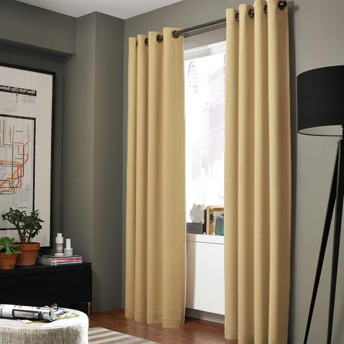 Miniatura 14 de Gorgeous Home - Panel de cortina de ventana de lino K92 de 1 pieza, liso, con ojales de bronce, 3 capas de forro de espuma, 100% térmica