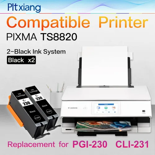 Miniatura 2 de Compatible con cartuchos de tinta Canon PGI-230 PGBK y CLI-231, repuesto para impresora Canon Pixma TS8820 (2, negro)