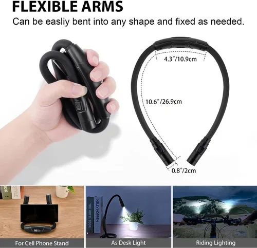 Miniatura 7 de LUXJET Luz de libro para leer y tejer a ganchillo, luz recargable para el cuello para tejer y reparar, luz de lectura de cuello amigable