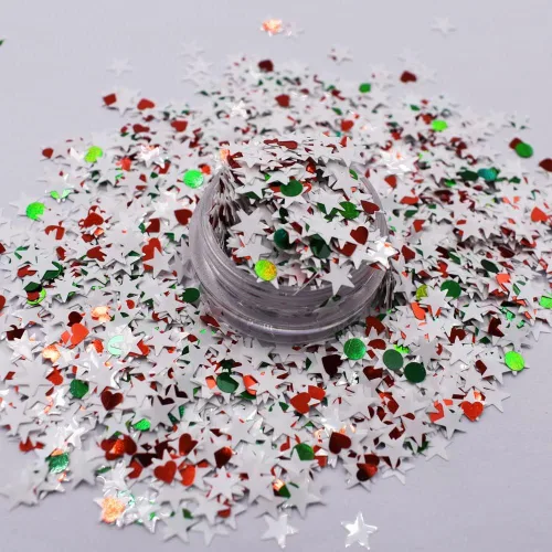 Miniatura 23 de Caja y juego de 12 colores – Árbol de copo de nieve de Navidad Serie de mezclas gruesas con purpurina – Festival Rave Beauty Maquillaje de cara