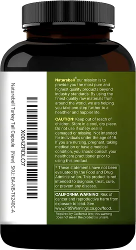 Miniatura 8 de NatureBell Cápsulas de extracto de hongo de cola de pavo, 600 mg por porción, 240