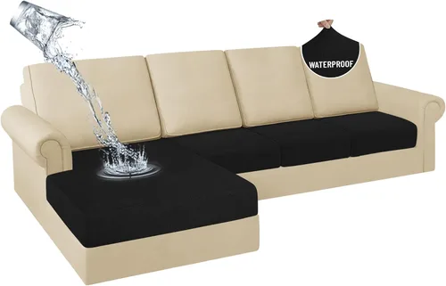 Miniatura 62 de HDCAXKJ Fundas de Cojines para Sofá Seccional 100% Impermeables, 3 Piezas, Forma de L, Funda Seccional Elástica para Chaise, Juego de Fundas
