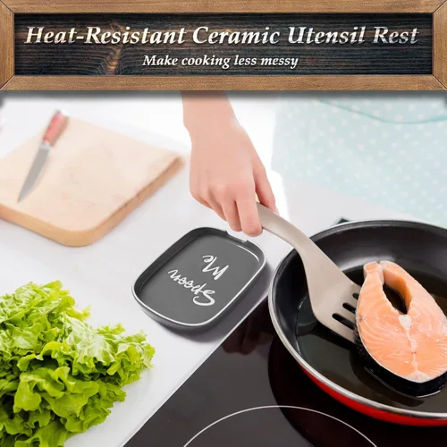 Miniatura 4 de Reposacharas de Cerámica para Estufa, DAYYET Soporte Grande para Cucharas para Encimera de Cocina, Reposacharas para Café, Soporte para Utensilios