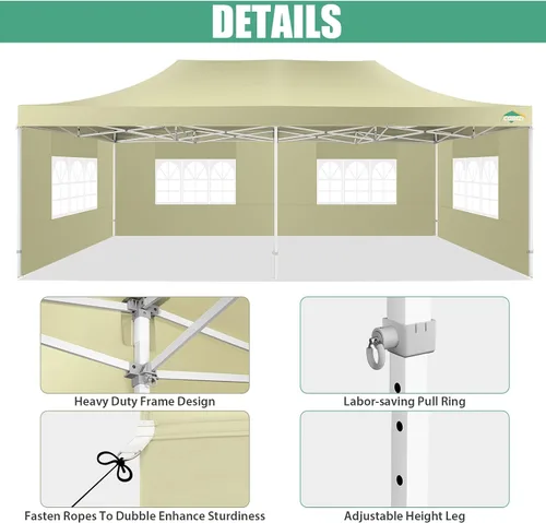 Miniatura 58 de COBIZI Tienda de campaña desplegable de 6.6 x 6.6 pies, toldo resistente, fácil de instalar, impermeable, para exteriores, fiestas, playa, jardín