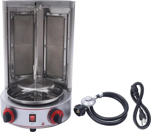 Miniatura 7 de Shawarma Machine 1600W 110V Máquina eléctrica de asador vertical Doner de gas Kebab Máquina de asador vertical con 2 quemadores (Stock de EE. UU.)