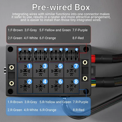 Miniatura 5 de DaierTek Caja de Fusibles y Bloque de Relés de 12V, 8 Relés 12 Fusibles de Cuchilla ATC/ATO Panel Precableado a Prueba de Polvo Caja de Fusibles