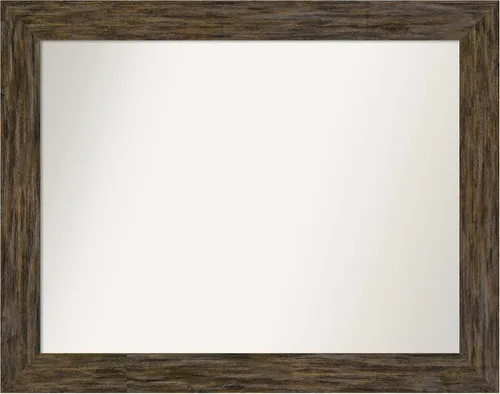 Miniatura 48 de Amanti Art Espejo personalizado, espejo de baño marrón Fencepost, espejo de pared o espejo de tocador de baño sobre el fregadero (27 x 27 pulgadas)