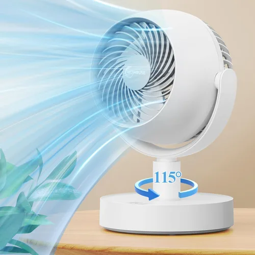 Ventilador de circulación de aire portátil recargable, temporizador, oscilante, potente y silencioso, 5 velocidades, ventiladores de escritorio