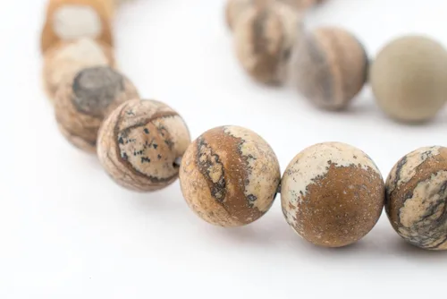 Miniatura 112 de The Bead Chest Cuentas de Jade Blanco Mate Redondas (8mm): Piedra Preciosa Orgánica Redonda Esférica de Energía con Poder de Sanación para Hacer