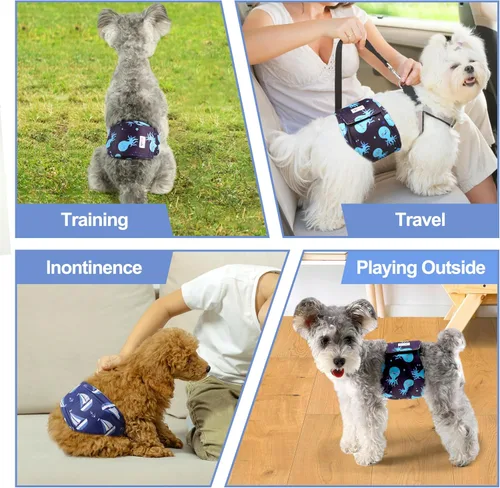 Miniatura 6 de Pañales reutilizables para perros machos, 3 unidades, bandas lavables de alta calidad para el vientre para perros machos, XL, alta absorción