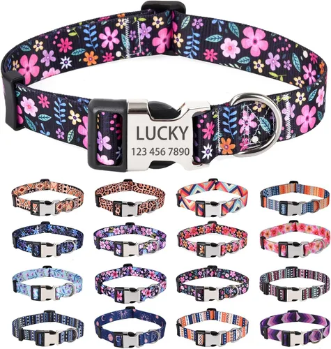 Miniatura 6 de Collares de perro personalizados – Collar floral personalizado con nombre y número de teléfono – Tamaños ajustables para perros pequeños, medianos