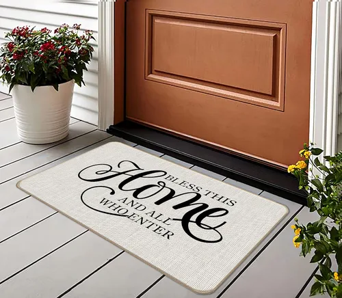 Miniatura 2 de Farmhouse Bless This Home and All Who Enter - Felpudo decorativo para puerta de entrada, 17 x 30 pulgadas, para interiores y exteriores, patio