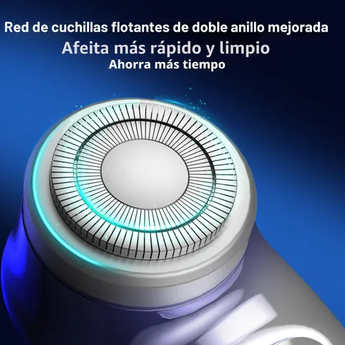 Miniatura 8 de Mini afeitadora eléctrica, afeitadora eléctrica de tamaño de bolsillo para hombres y mujeres, recargable, fácil de usar con un botón, portátil, Azul
