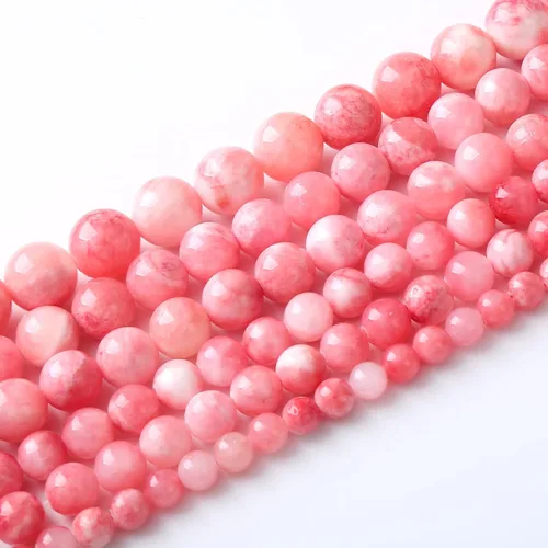Miniatura 3 de 32 piezas de cuentas de gema de jade persa natural rosa blanco de 12 mm, cuentas sueltas redondas para hacer joyas, pulseras y collares DIY, Jade