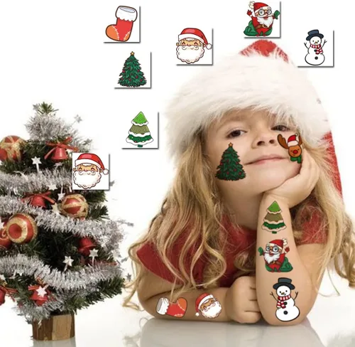 Miniatura 4 de CHARLENT Tatuajes temporales de Navidad para niños, 148 tatuajes individuales para niños, recuerdos de fiesta de Navidad, relleno de calcetines