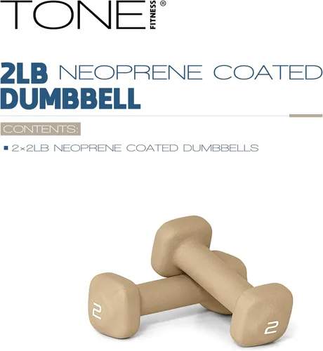 Miniatura 2 de Tone Fitness Pares de Mancuernas de Pesas de Neopreno con Cabeza Cuadrada Antirrodamiento Múltiples Opciones Beige