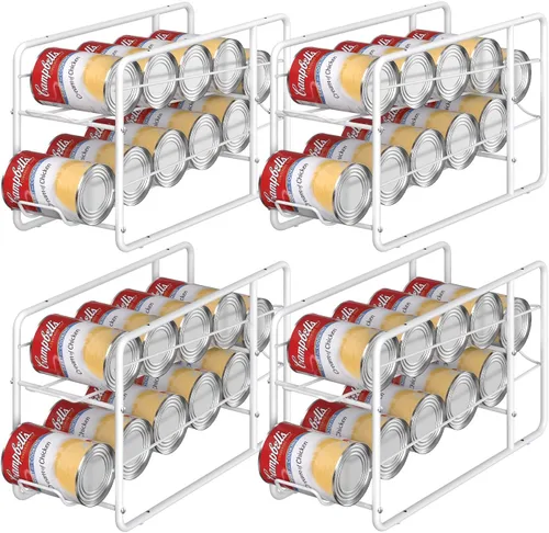 Miniatura 10 de MOOACE Paquete de 4 Estantes Dispensadores de Latas, Organizador Soporte Apilable de Almacenamiento de Latas para Alimentos Enlatados Gabinete