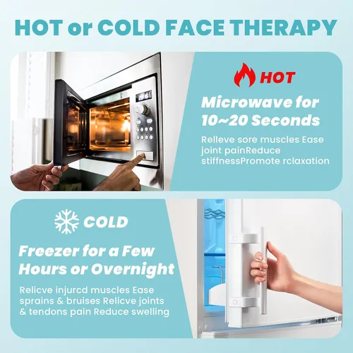 Miniatura 5 de RelaxCoo Máscara de hielo para cara y ojos para ojeras e hinchazón, compresa fría y caliente, paquete de mascarilla facial de gel frío refrescante