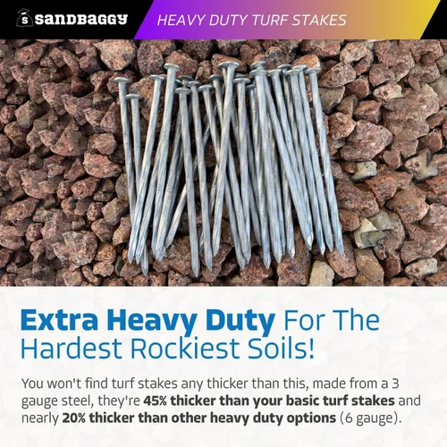 Miniatura 9 de Sandbaggy Estacas de Césped Artificial Galvanizadas de Servicio Pesado de 6" - Clavos de Paisaje en Espiral - Pinchos/Clavijas de Tierra - Césped