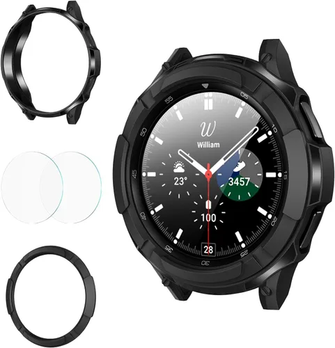Miniatura 15 de Goton 3 en 1 Accesorios para Samsung Galaxy Watch 3 de 41 mm, 1 Carcasa de Armadura de TPU Resistente + 2 Películas Protectoras de Pantalla