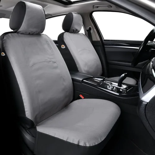 Coverado Fundas de Asiento de Automóvil Delanteras, Fundas de Asiento Universales de Lona para Automóviles, Paquete de 2 Cojines de Asiento de Gris