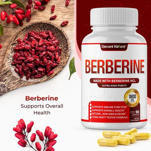 Miniatura 7 de Suplemento de berberina de 1800 mg – Berberina HCl de primera calidad 97% de alta pureza, apoya el sistema inmunológico, clorhidrato y extracto