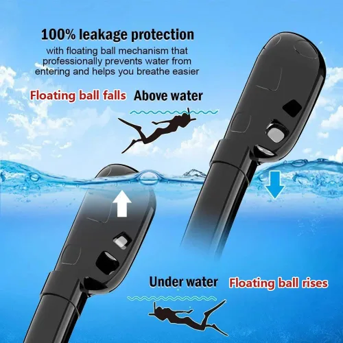 Miniatura 4 de Máscara de esnórquel, máscara de buceo de cara completa, separación de respiración de doble tubo, antiniebla antifugas, ultra gran angular de 180