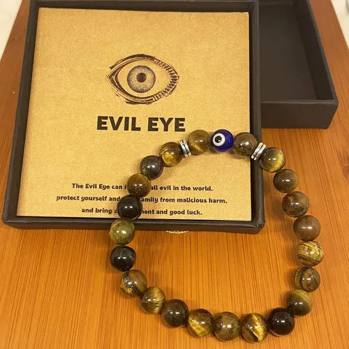 Miniatura 6 de HOHOTANG Pulsera contra el mal de ojo para hombre, pulsera de cuentas de piedra natural, amuleto de protección de la suerte para hombres, familiares