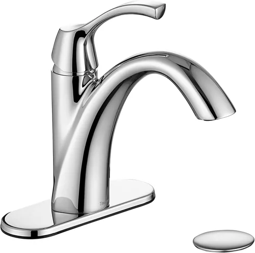 Grifo de Baño Cromado TimeArrow, Grifo de Lavabo de Baño de Una Sola Manija para 1 Orificio con Placa de Cubierta de 3 Orificios, Grifos de Tocador