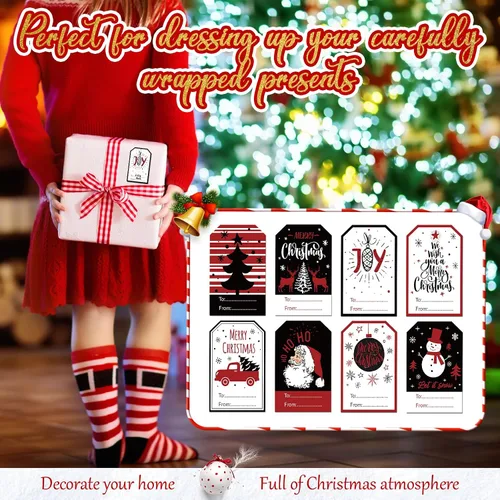 Miniatura 2 de 720 piezas de etiquetas autoadhesivas para regalos de Navidad, etiquetas de nombre kraft de Navidad, pegatinas navideñas de kraft natural, etiquetas