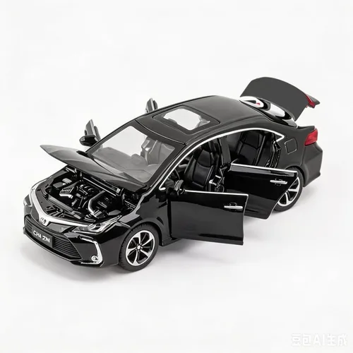 BDTCTK Compatible con modelo de coche 1:32 Corolla, coche de juguete de aleación de zinc con sonido y luz que se tira hacia atrás para niños y Negro
