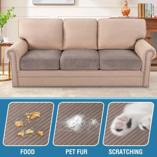 Miniatura 154 de H.VERSAILTEX Funda de cojín elástica de terciopelo para sofá, funda de cojín de felpa para silla, sofá biplaza o sofá, protector de muebles, cojín