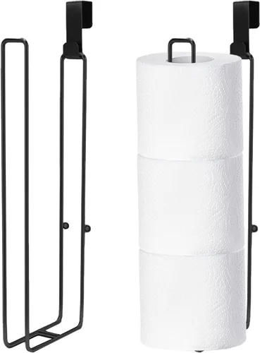 Soporte de papel higiénico negro, soporte de rollo de papel higiénico montado en la pared sobre el tanque, soporte de pañuelos de camping negro mate