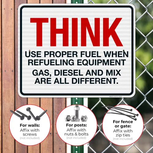 Miniatura 4 de Think When Refueling Equipment to Use Proper Fuel Gas Diesel and Mix Sign, 24x30 Inches, 3M EGP Reflective .080 Aluminum, Fade Resistant, Made in USA