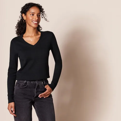 Miniatura 2 de Suéter Tienda Essentials para mujer, 100% algodón, de manga larga, con cuello en V