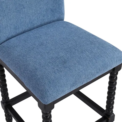Miniatura 5 de DUHOME Taburete de mostrador de husillo con asiento acolchado de resorte, taburetes de bar de madera de granja de 26 pulgadas de altura