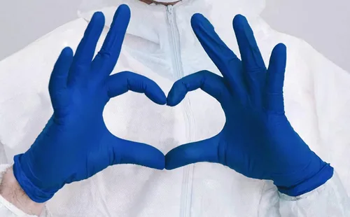 Miniatura 6 de Guantes de examen de nitrilo Inspire La calidad original de estiramiento de nitrilo azul cobalto 4.5 guantes desechables libres de látex