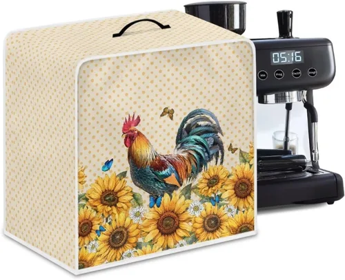 Miniatura 54 de Funda para cafetera, poliéster, azul, se adapta a la mayoría de máquinas de café estándar, protector resistente al polvo, huellas dactilares