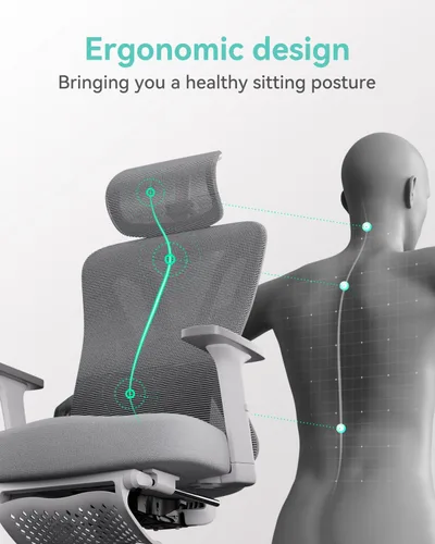 Miniatura 5 de Hbada P5 Silla de oficina ergonómica, silla de escritorio con soporte lumbar y altura ajustables, silla de computadora cómoda de malla