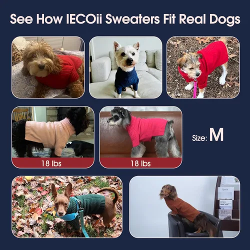 Miniatura 4 de IECOii Suéter de perro salchicha de cuello alto para perros pequeños, medianos y hembras, elástico y transpirable, abrigo de punto cálido