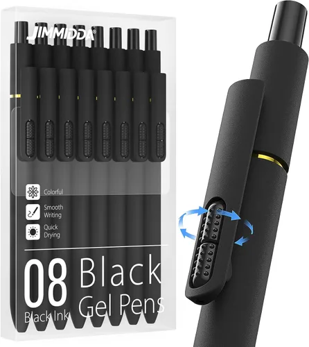 Miniatura 16 de 16 bolígrafos de gel negros - 0.7mm de punta media, bolígrafos de tinta negra Escritura suave - Bolígrafo retráctil de secado rápido para hombres